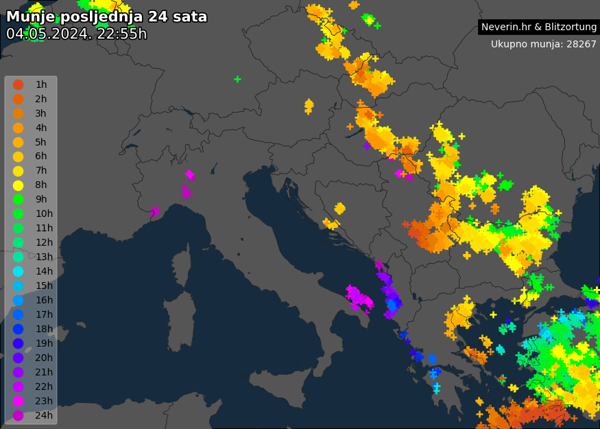 Blitze in Europa letzte 24 Stunden