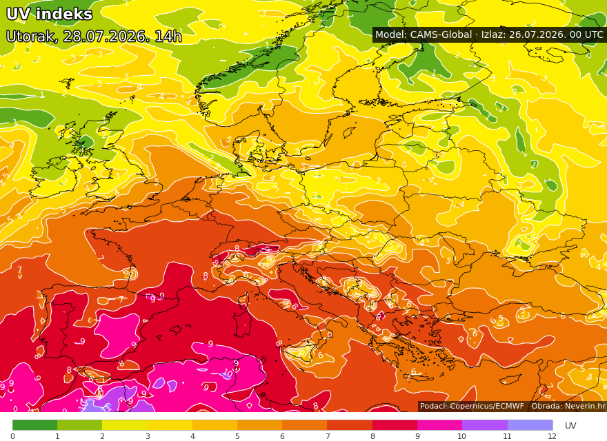 UV-Index Europa morgen