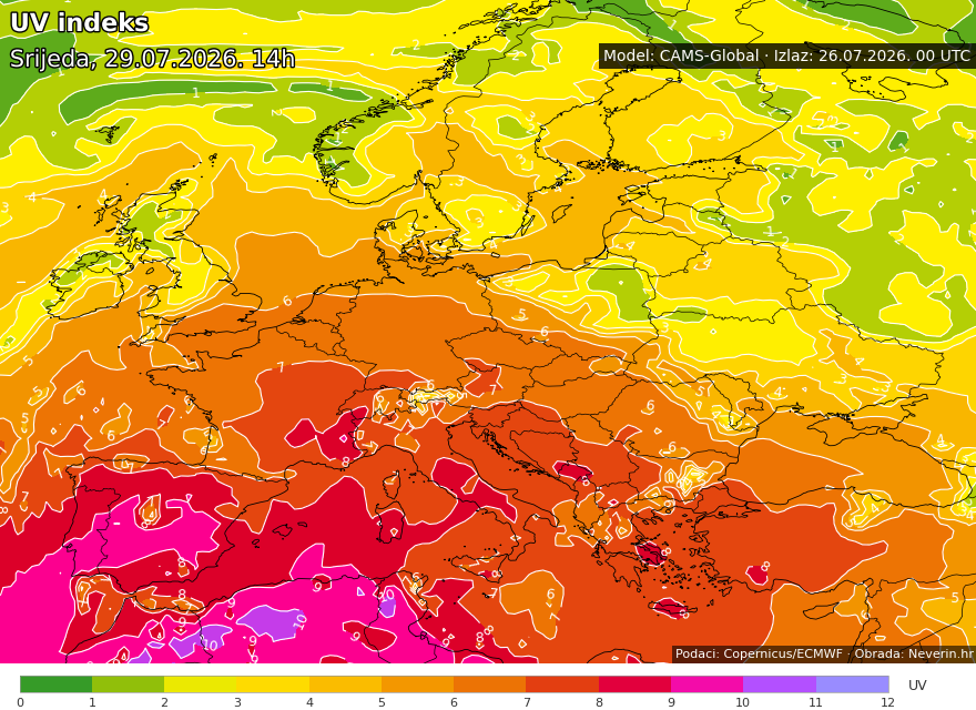 UV-Index Europa übermorgen