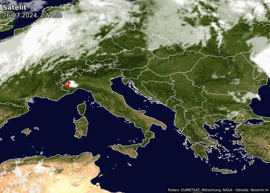 Satelitní snímek Evropy