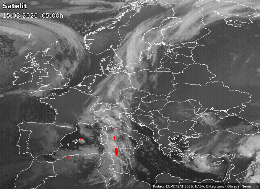 Satelitska slika Evrope Satelitska slika Evrope