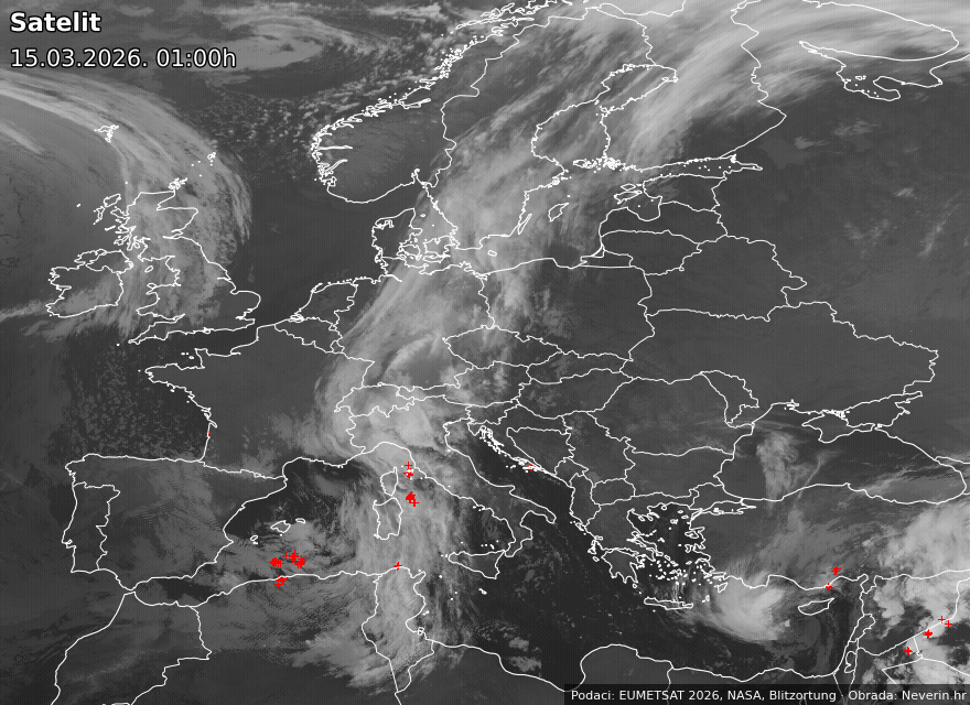 Satelitska slika Evrope Satelitska slika Evrope