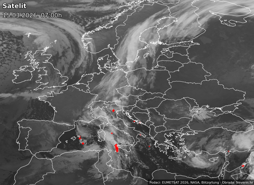 Satelitska slika Evrope Satelitska slika Evrope