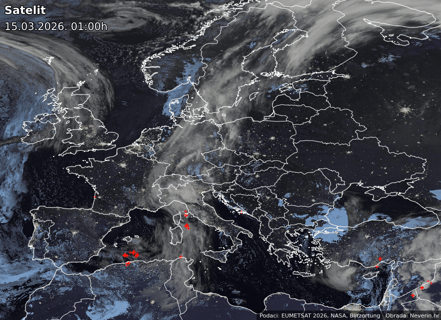 Satelitska slika Evrope Satelitska slika Evrope