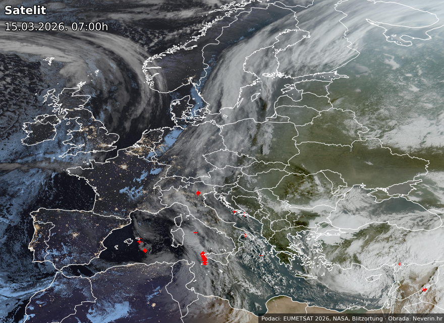 Satelitska slika Evrope Satelitska slika Evrope