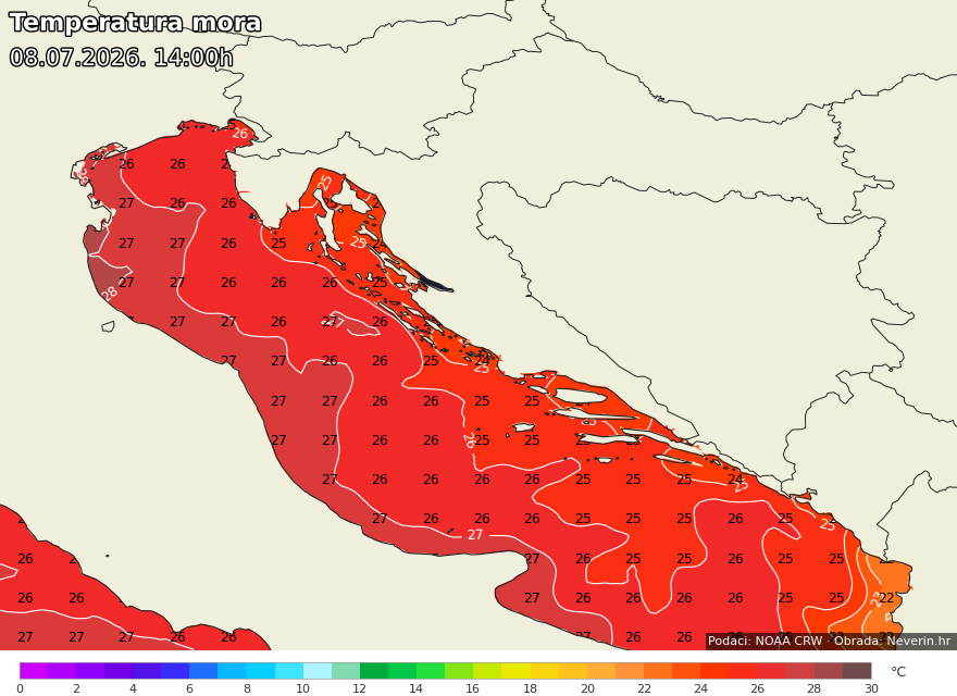 Temperatura mora Hrvatska Temperatura mora Hrvatska