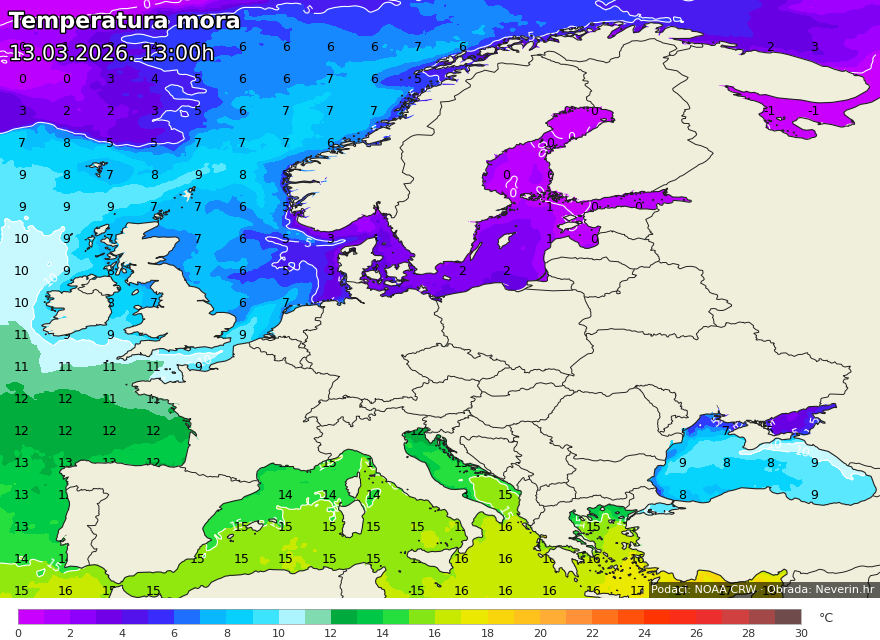 Meerestemperatur Europa